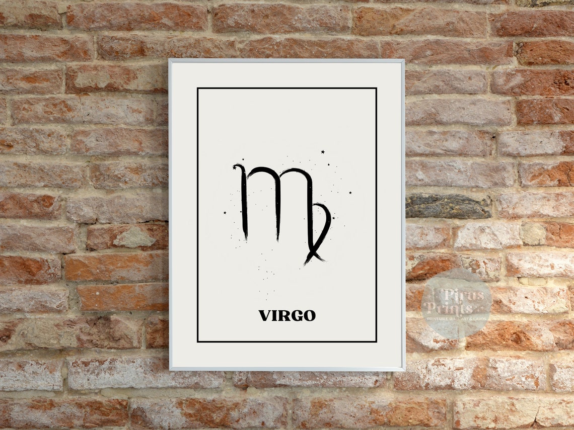 Virgo Maiden Zodiac Sign Minimal Black White Starry Wall Art - Image 5