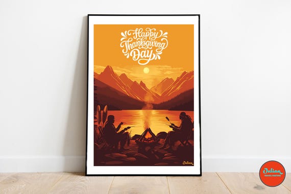 Happy Thanksgiving Indian Poster Matte Vertical Posters Thanksgiving Art Print Decor Wall Art Home Decor Gift For Thanksgiving