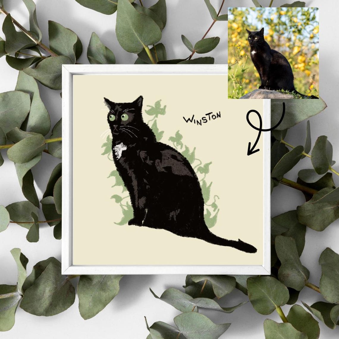 Leah the Orange Cat Cozy Fall Cat Illustration Autumn Animal Poster - Image 2
