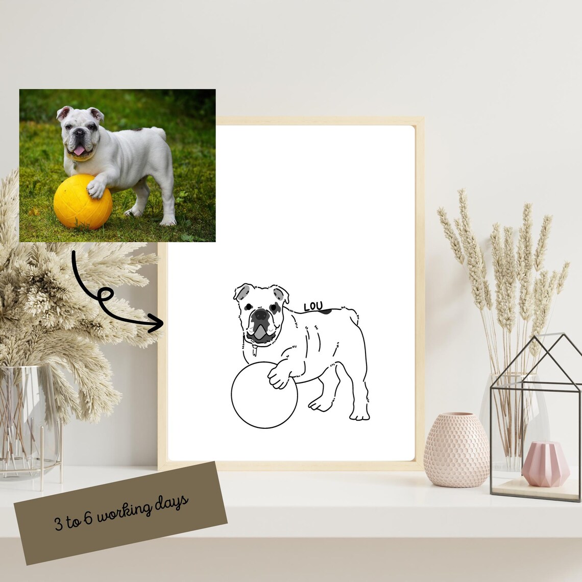 Duck Cartoon Dog Minimalist Black White Puppy Tongue Out Art Poster - Image 2