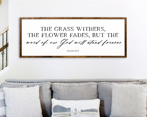 God Will Stand Forever Isaiah 40:8 Farmhouse Scripture Poster
