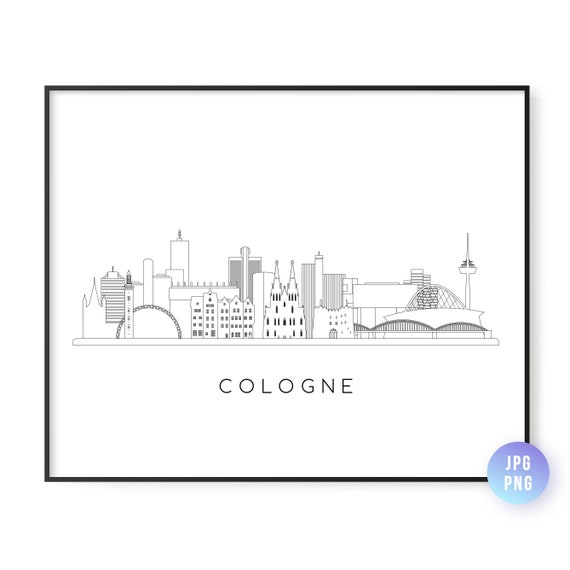 Cologne Skyline Print City Line Art Instant Wall Jpg Png