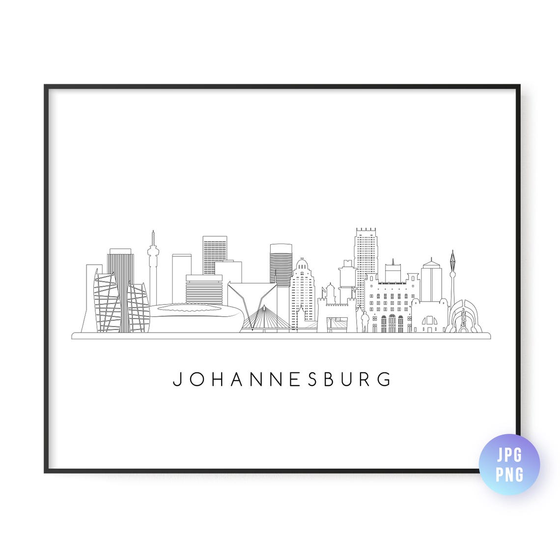 Johannesburg Skyline Print City Line Art Instant Wall