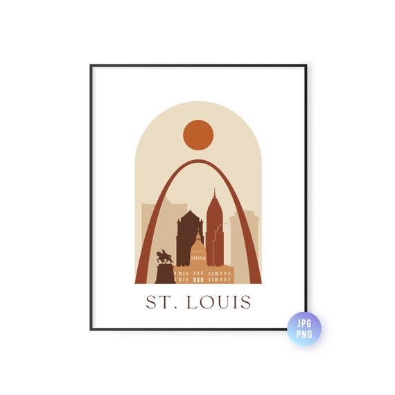 St Louis Skyline Print Archway Boho Sun Wall Art Mo Poster Instant Bohemian Natural Colors