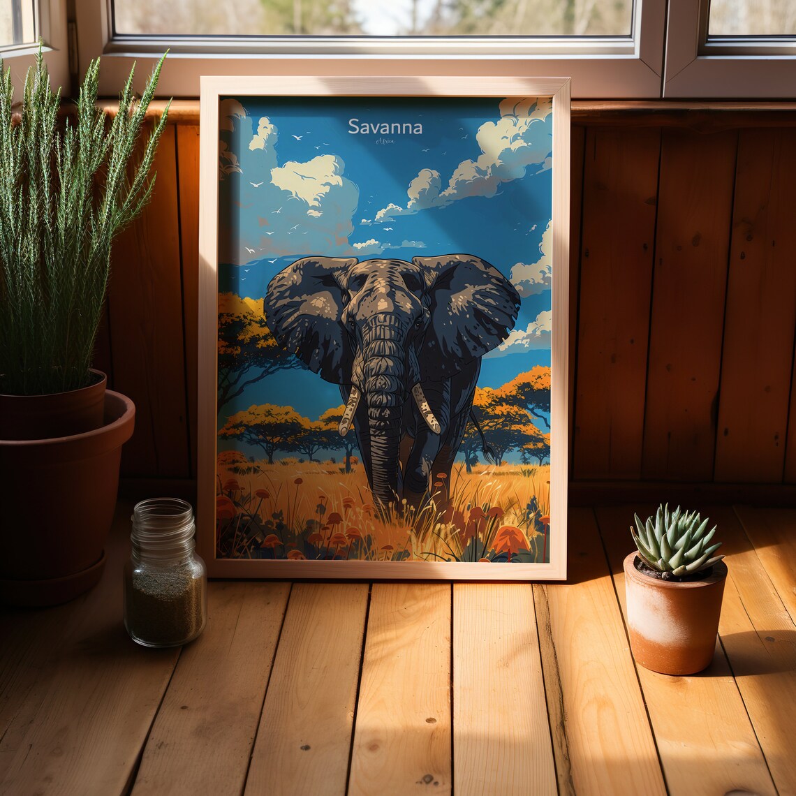 Elephant In The Savannah, Africa Travel Poster - Image 5