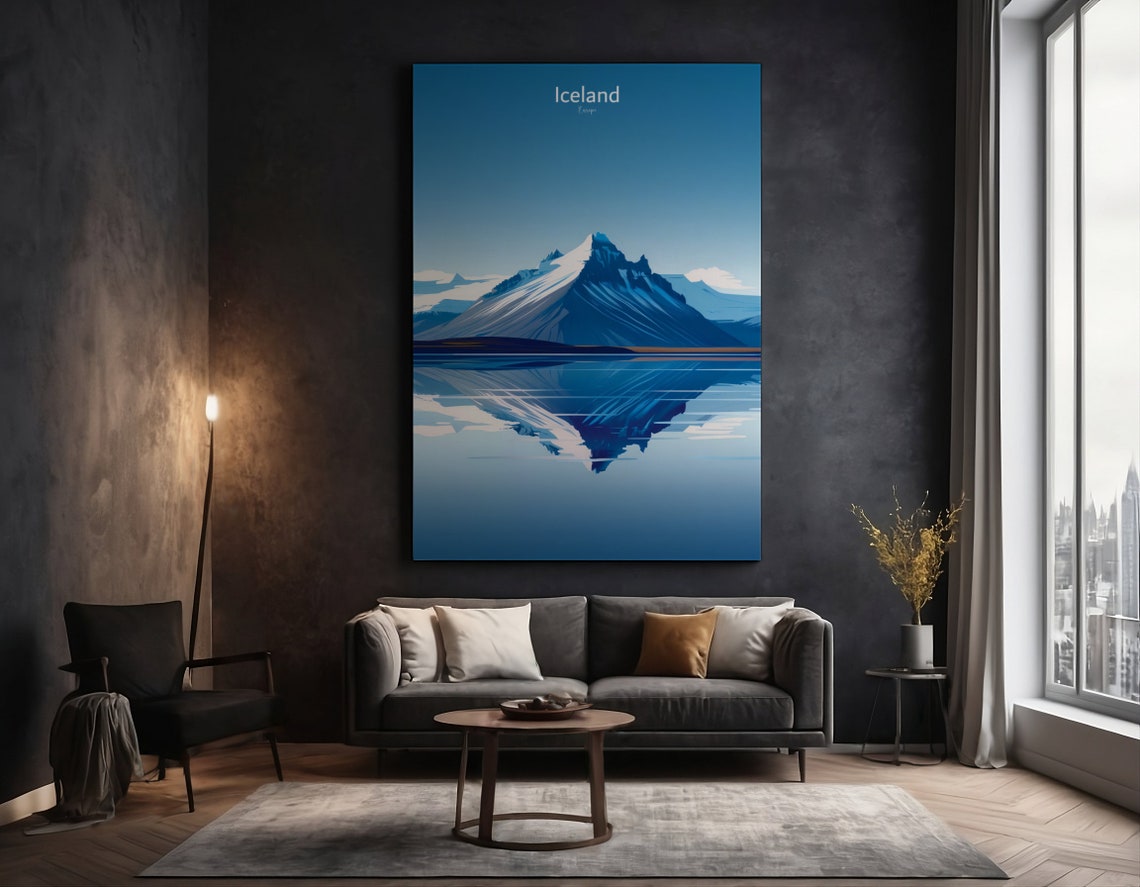 Iceland Lonely Mountain, Modern Travel Poster - Image 4