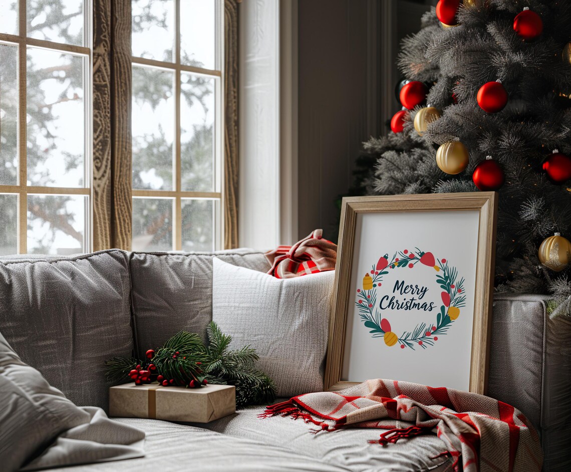 Weihnachtskranz, Minimalistische Weihnachten Art Print - Image 5