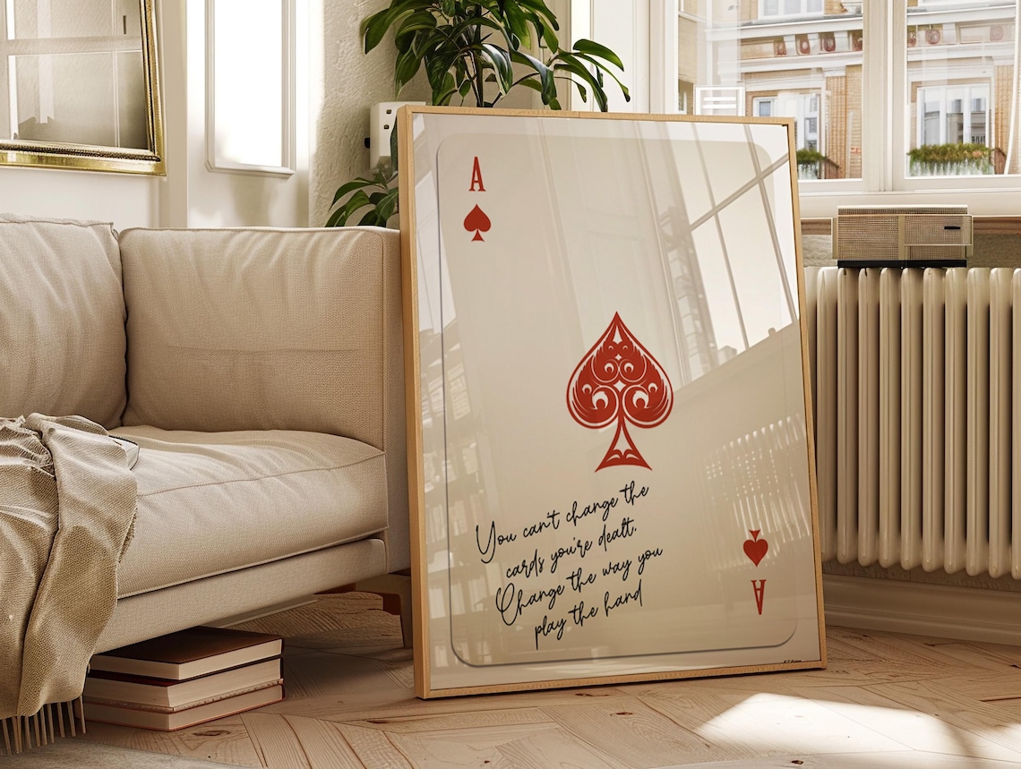 Playing Card Ace Of Spades With Inspirational Hand Quote Poster