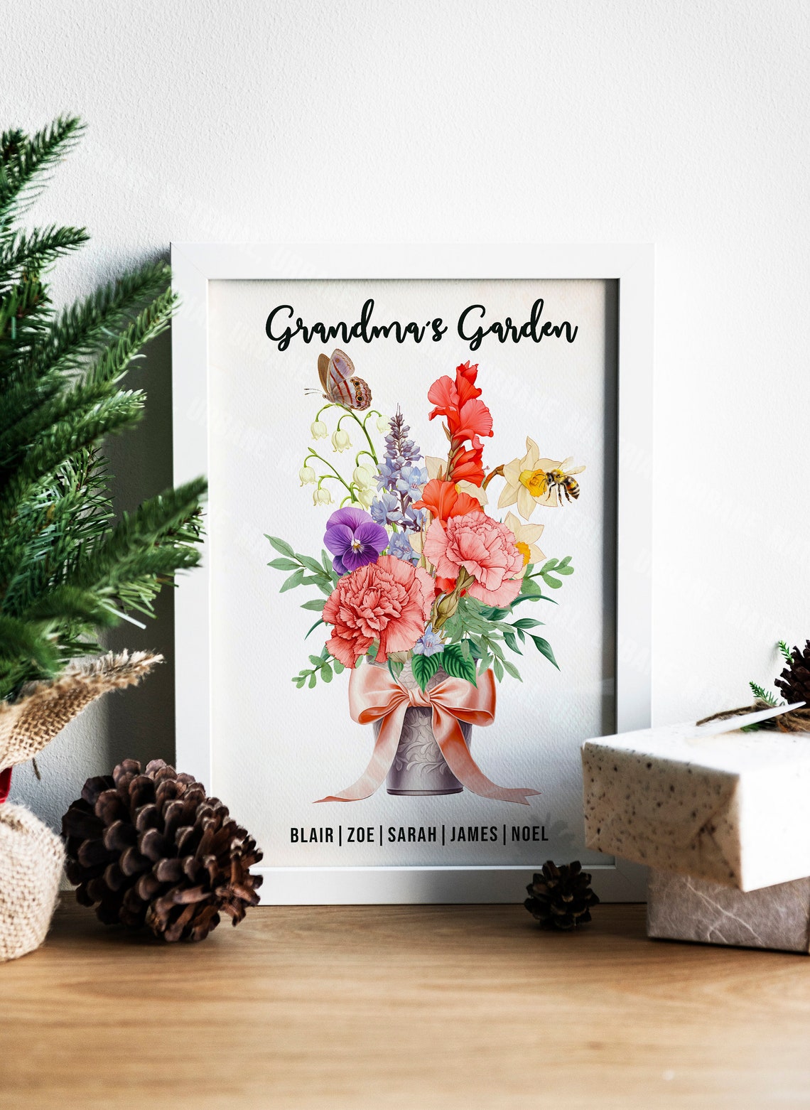 Nana's Flowers Personalized Family Bouquet Glass Vase Gift Poster - Image 2