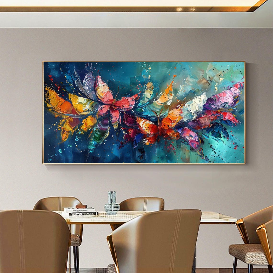 Colorful Abstract Butterfly Wings Textured Impasto Oil Poster - Image 2