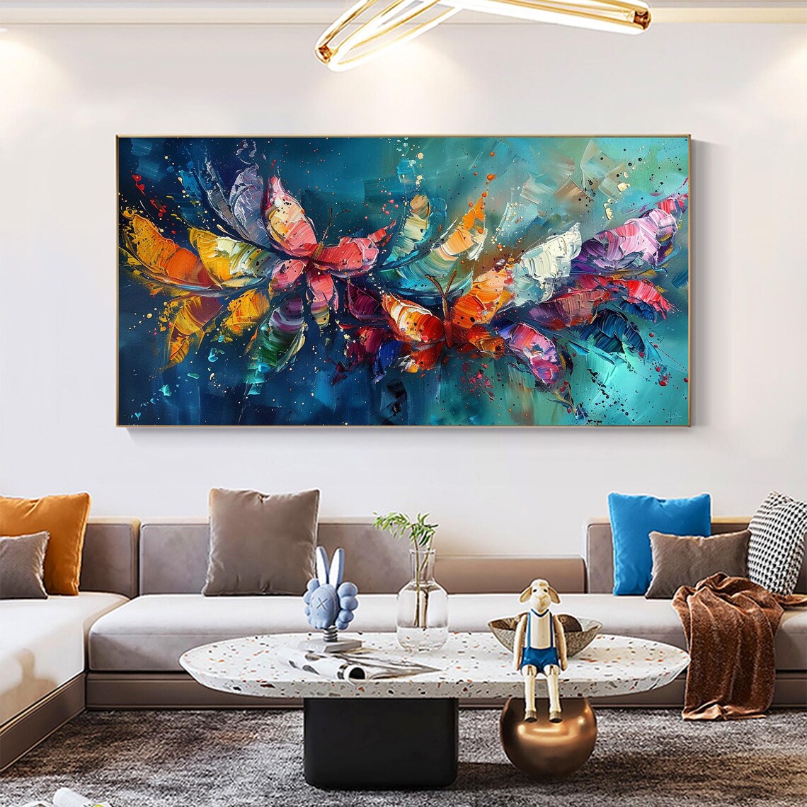 Colorful Abstract Butterfly Wings Textured Impasto Oil Poster - Image 6