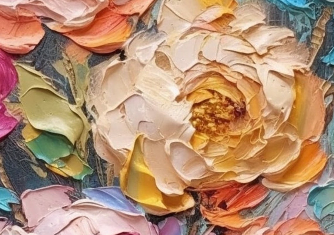 Lush Peony Bouquet Bursting in Pink and Peach on Teal Poster - Image 4