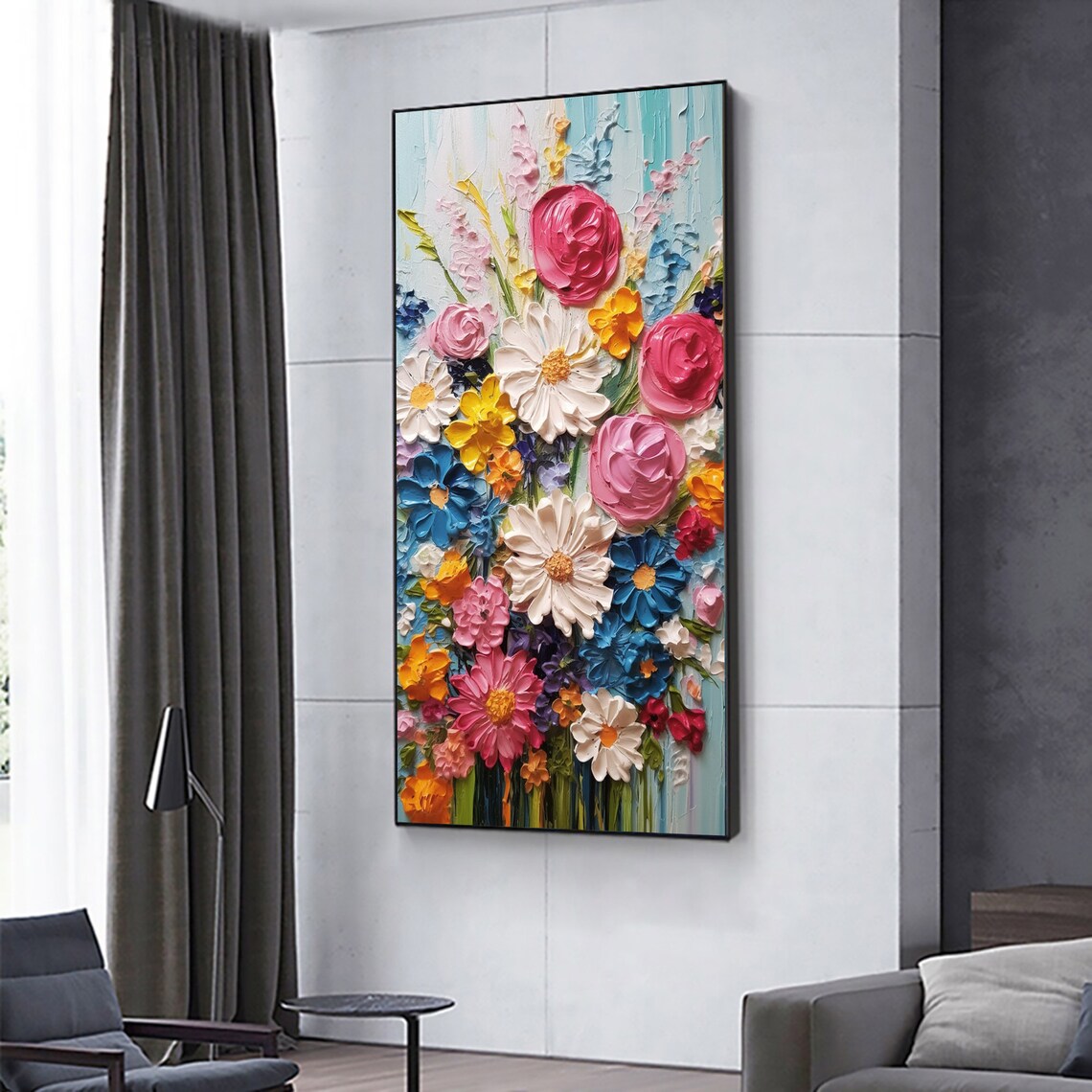 Abstract Flower Oil Painting, Modern Floral Art Print - Image 3