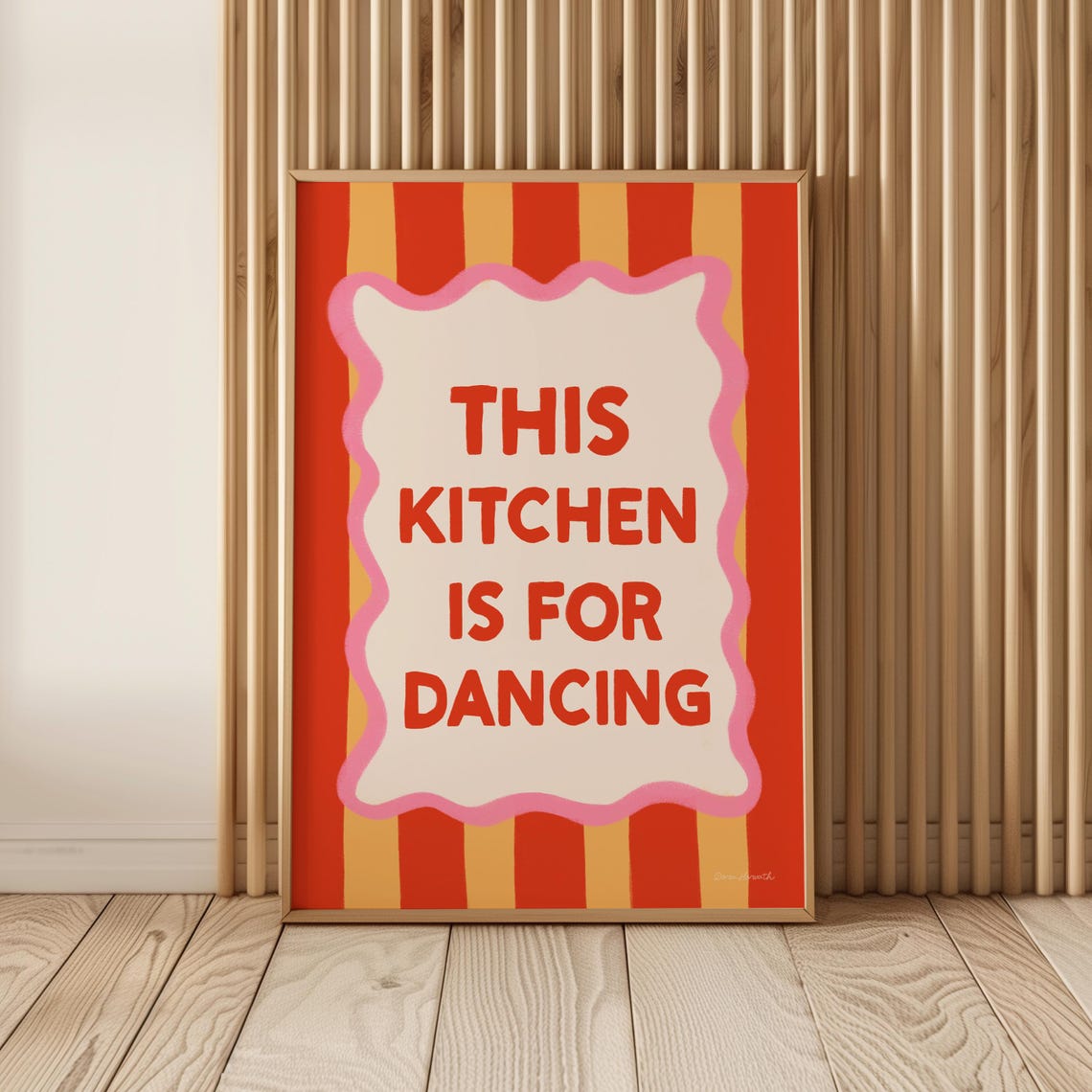 This Kitchen Is For Dancing Retro Striped Fun Quote Wall Poster - Image 4