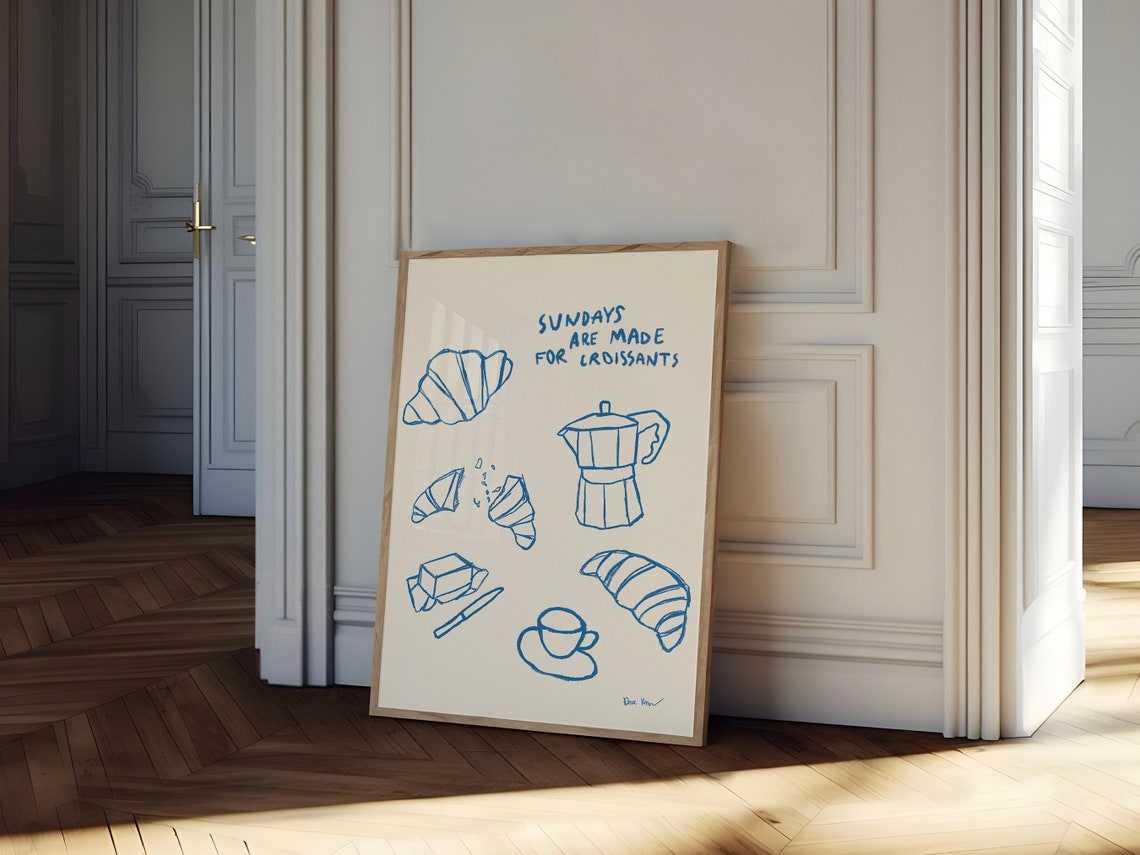 Sundays Are Made for Croissants Moka Pot Espresso Breakfast Poster - Image 2
