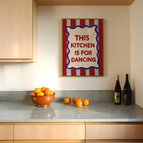 This Kitchen Is For Dancing Wall Art Cute Kitchen Decor Trendy Kitchen Print Modern Kitchen Decor Girly Wall Art Funny Quote Art