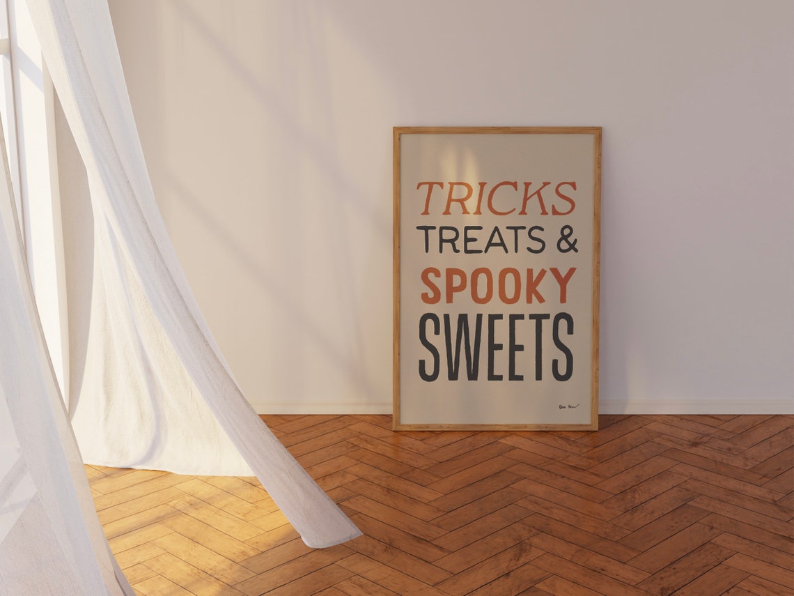 Tricks Treats And Spooky Sweets Halloween Typography Party Poster - Image 2
