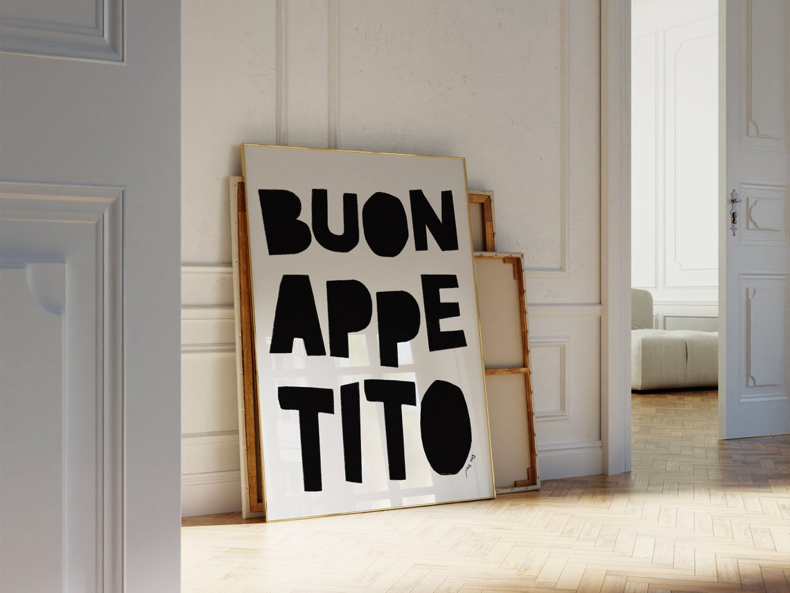 Buon Appetito Bold Black Typography Italian Kitchen Wall Art - Image 3