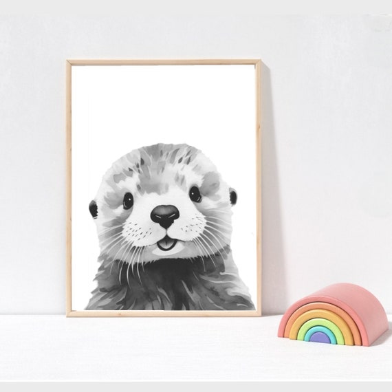 Black And White Animals Otter Print Animal Poster Sea Animal Baby Animal Otter Wall Decor Art Otter Poster