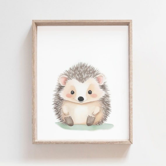 Baby Hedgehog Wall Art Nursery Wall Decor Watercolor Hedgehog Painting Baby Animal Print Woodland Nursery Art Delicate Poster