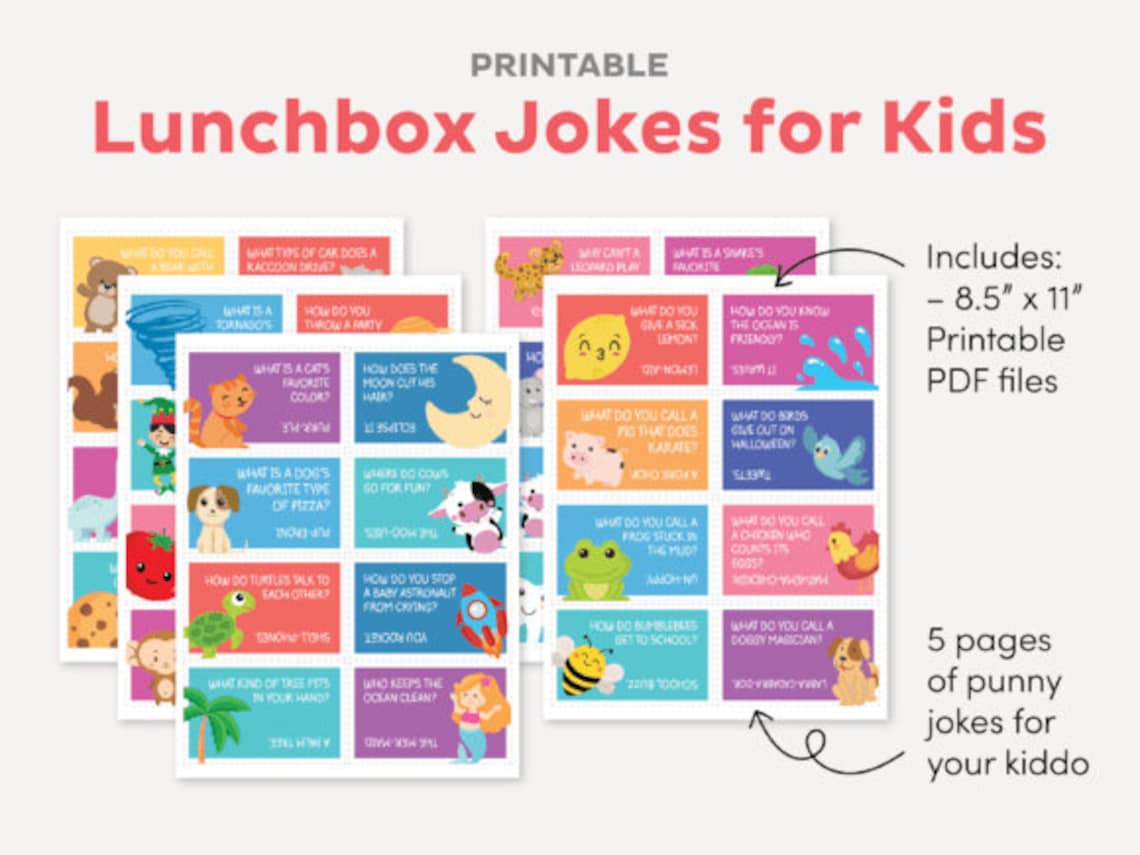 Lunchbox Jokes For Kids Funny Animal Joke Cards Art Wall Poster - Image 2