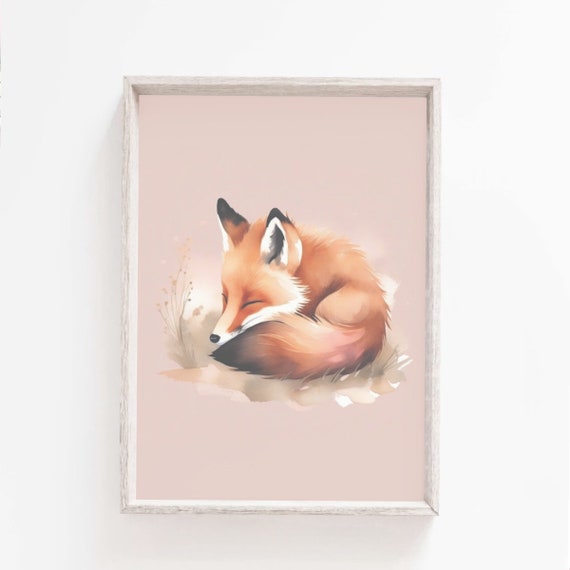 Art Baby Animal Fox Print Fox Nursery Decor Fox Art Print Woodland Nursery Art Nursery Wall Art Girls Room Decor Baby