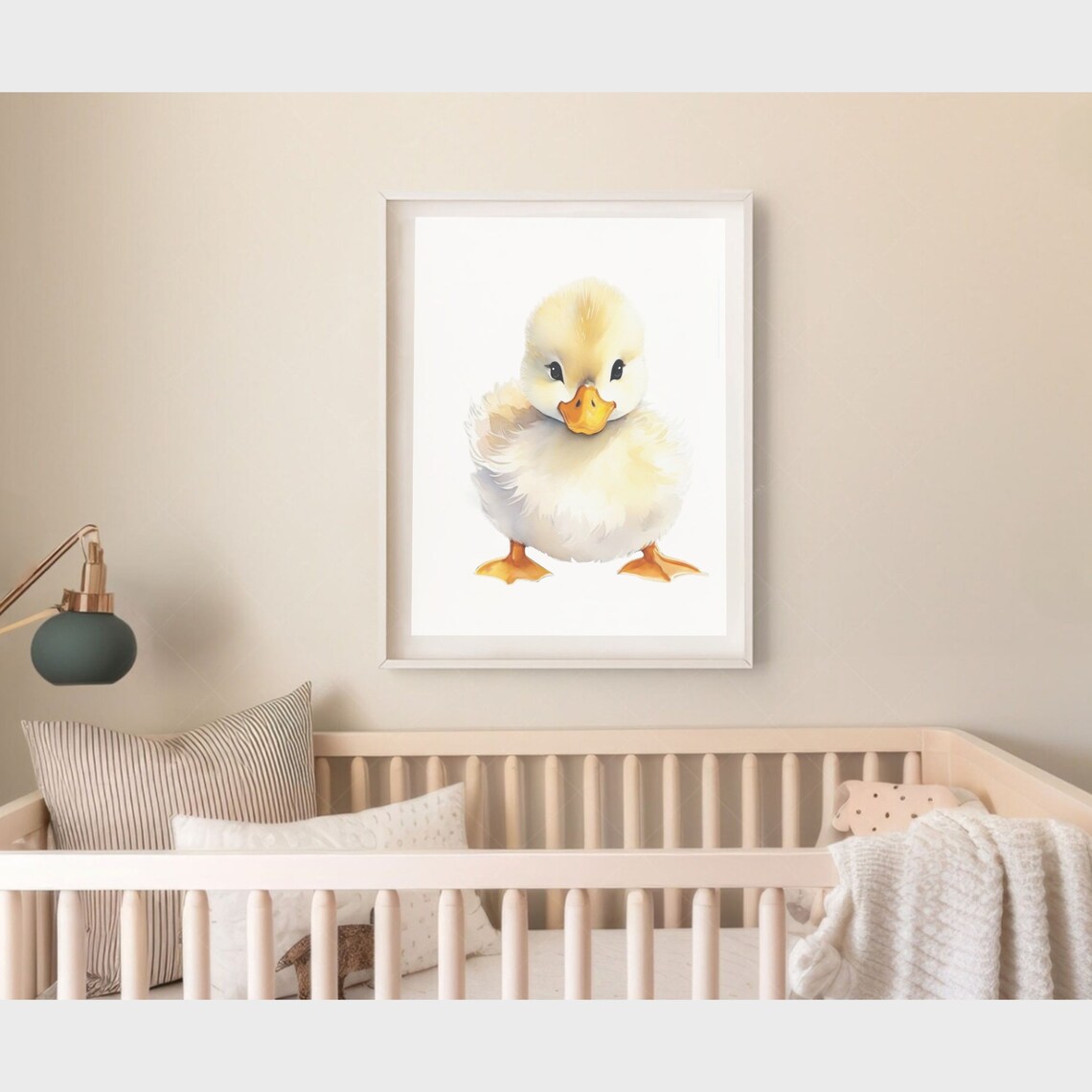 Fluffy Yellow Duckling Watercolor Baby Duck Nursery Wall Poster - Image 2