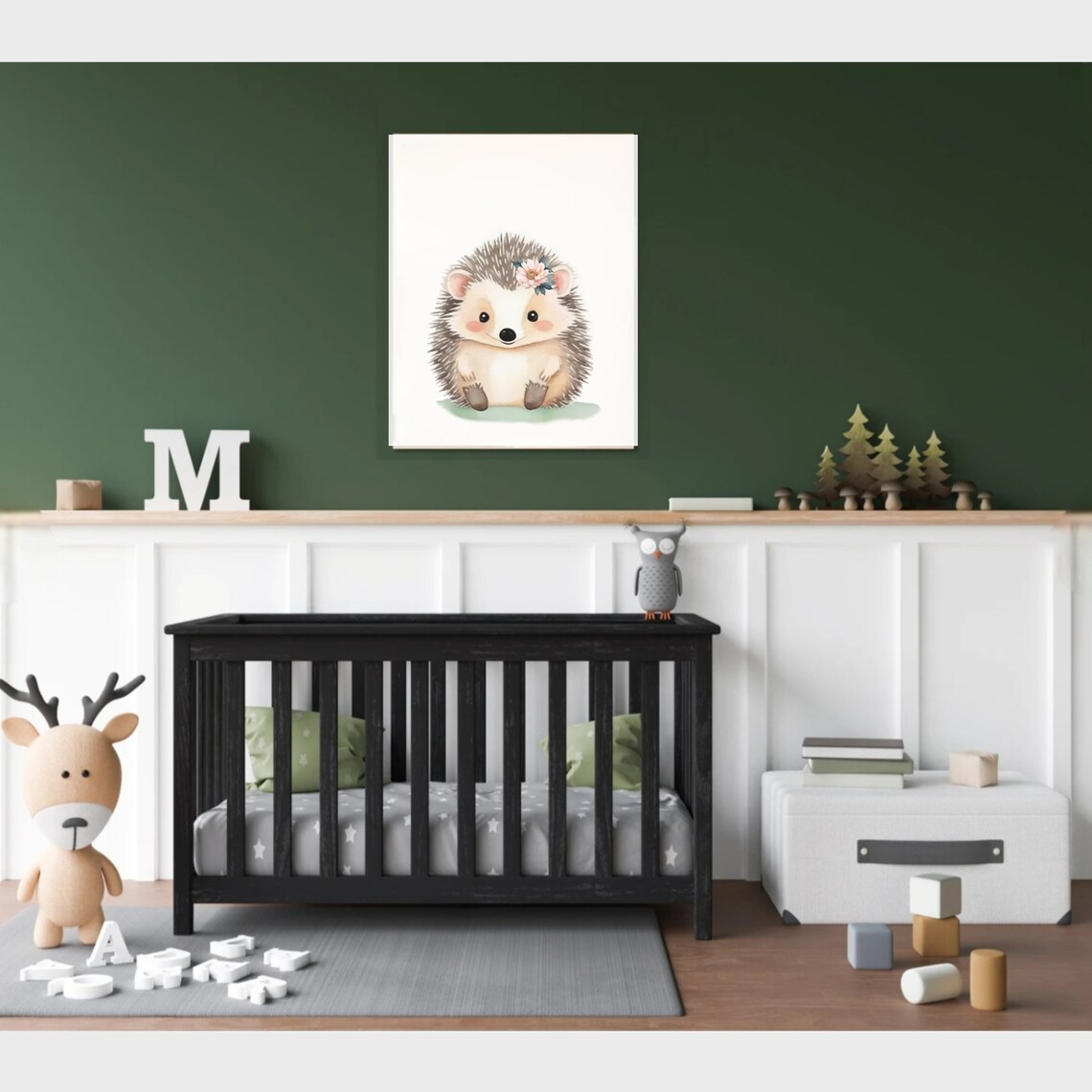 Baby Hedgehog Wall Art Nursery Wall Decor Watercolor Hedgehog Painting Baby Animal Print Woodland Nursery Art Delicate Poster - Image 2