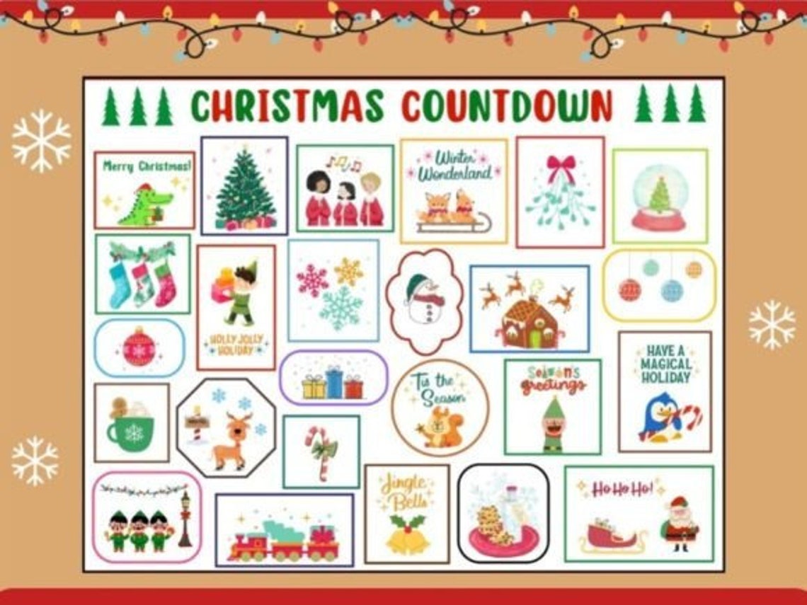 Christmas Countdown Advent Calendar 25 Day Holiday Activity Print - Image 2