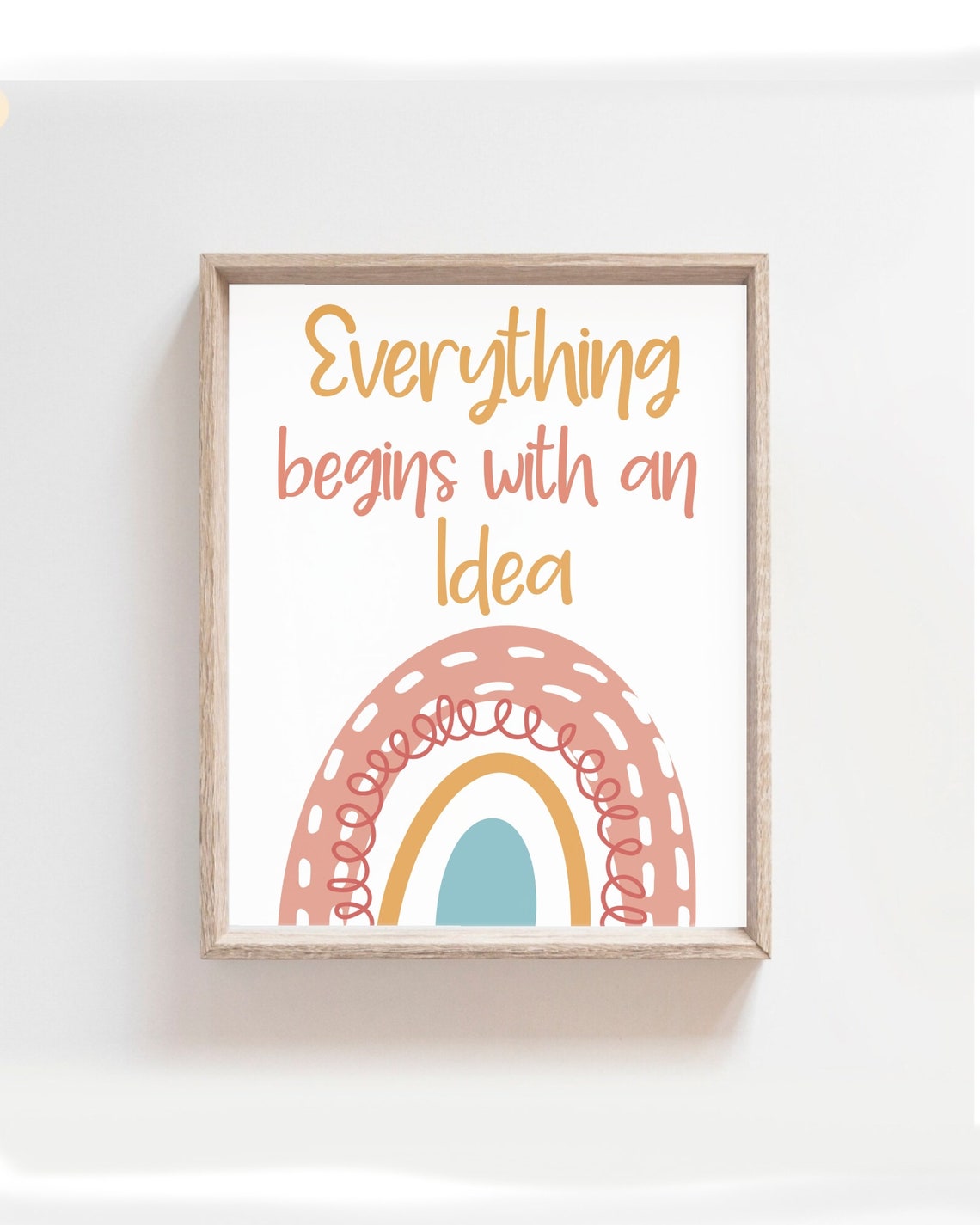 Everything Begins with an Idea Rainbow Affirmation Kids Quote Poster - Image 2