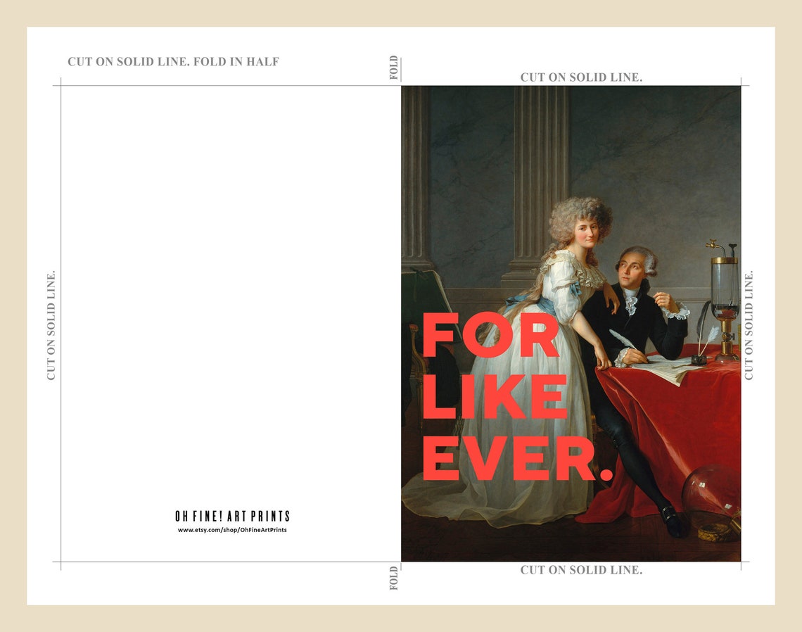 For Like Ever Funny Classical Painting Anniversary Greeting Card Print - Image 2