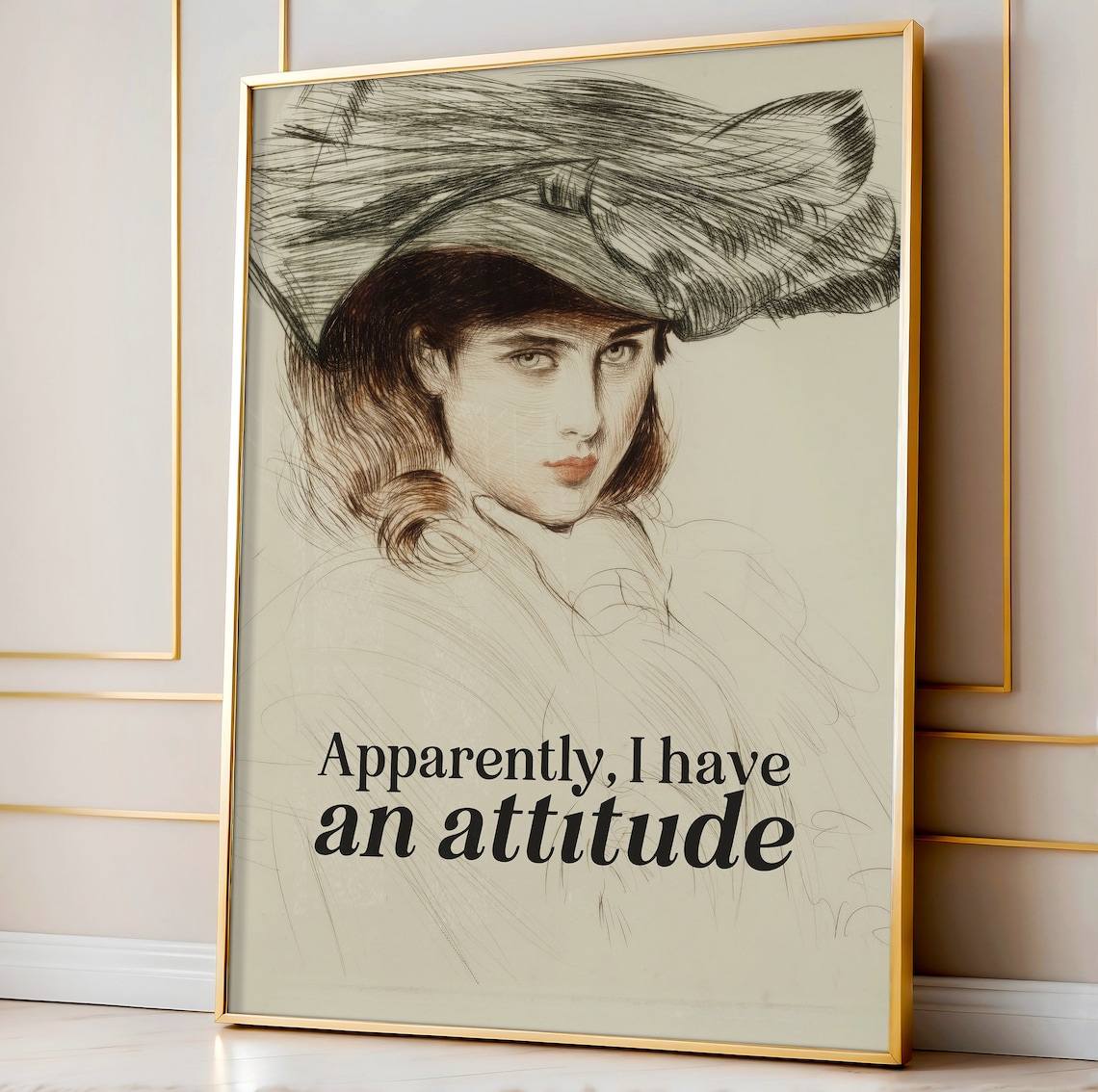 Apparently I Have An Attitude Feminist Quote Sketch Portrait Poster - Image 2