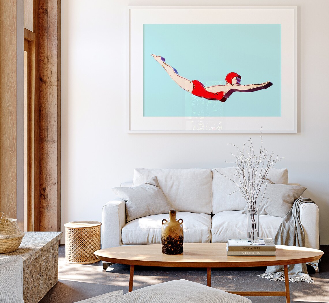 Retro Swimmer Neon Sign, Mid-Century Modern Art Print - Image 4