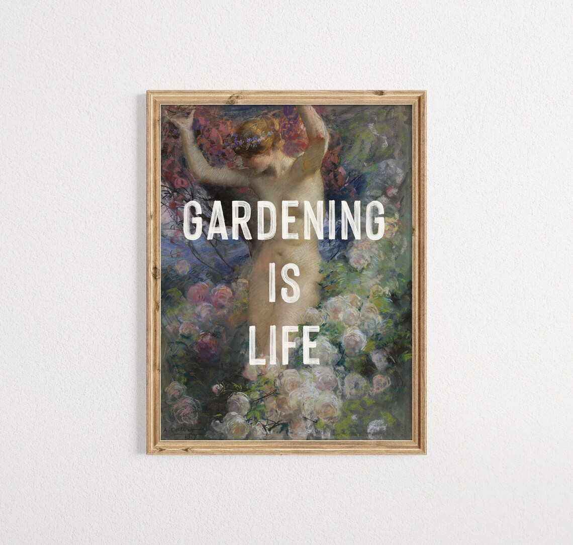 Gardening Is Life Impressionist Garden Painting Quote Poster - Image 2