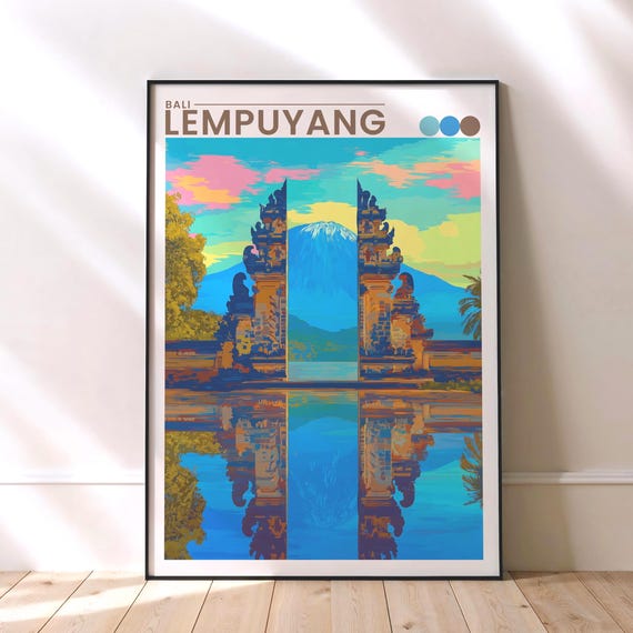 Bali Travel Poster Lempuyang Temple Heavens Gate Indonesia Wall Art Print