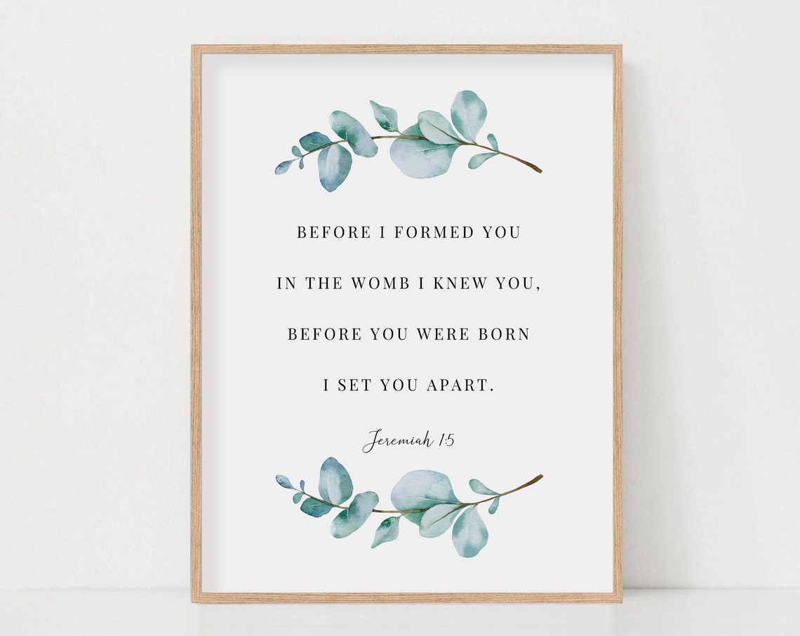 Jeremiah 15 Before I Formed You, Nursery Scripture Art Print