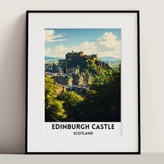 Edinburgh Castle Poster Art Print Scottish City Travel Cityscape Unframed Wall Home Decor Gift