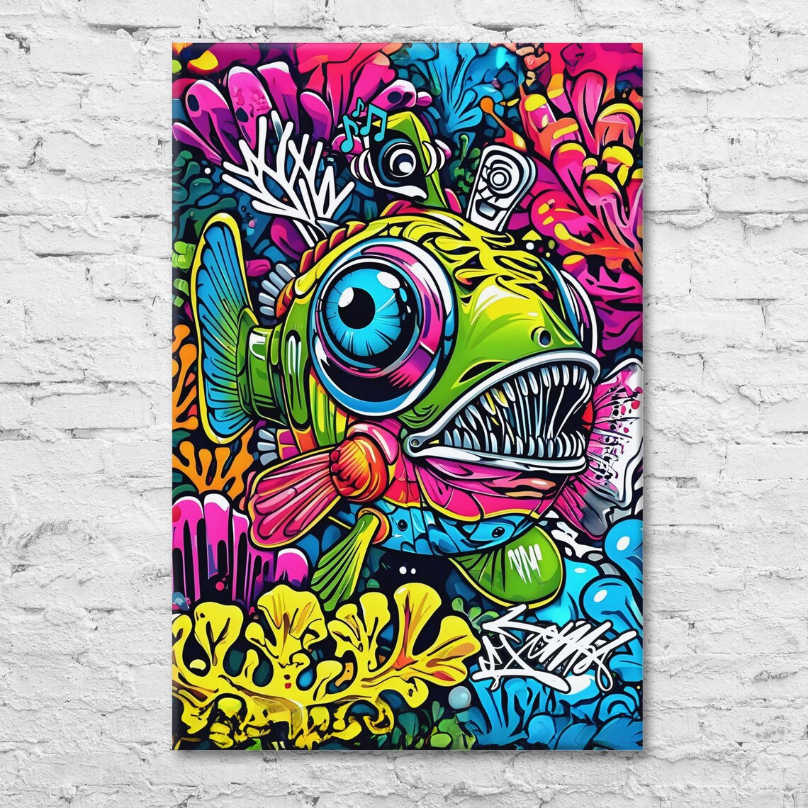 Mechanical Graffiti Fish - Unique Home Decor - Image 2