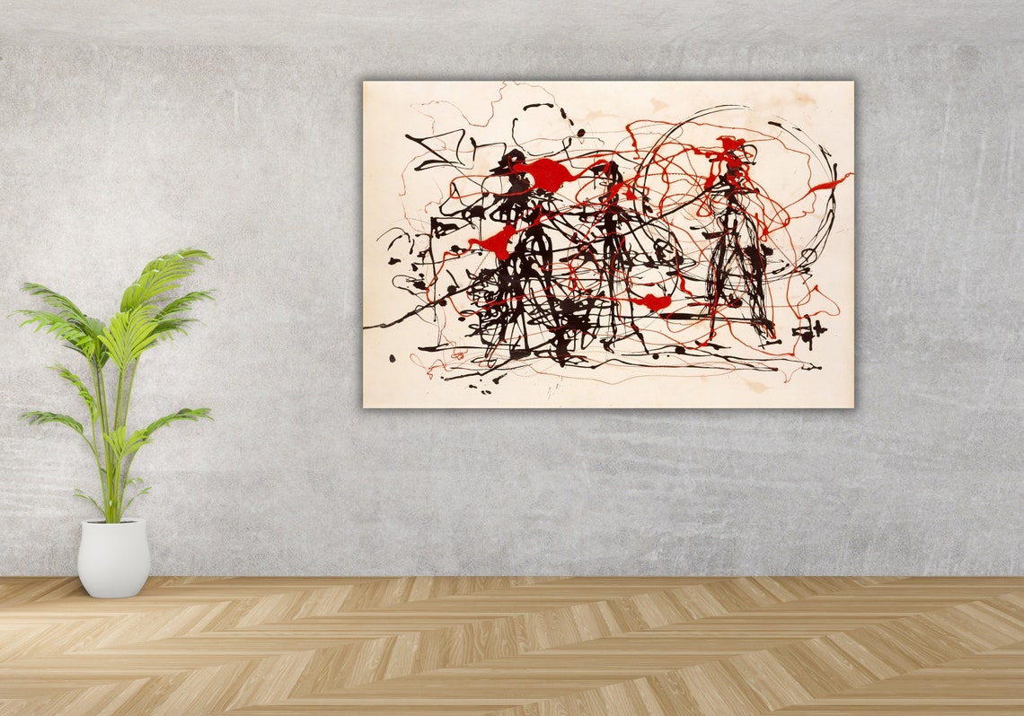 Red Black Splatter Abstract Expressionist Action Painting Art Poster - Image 2