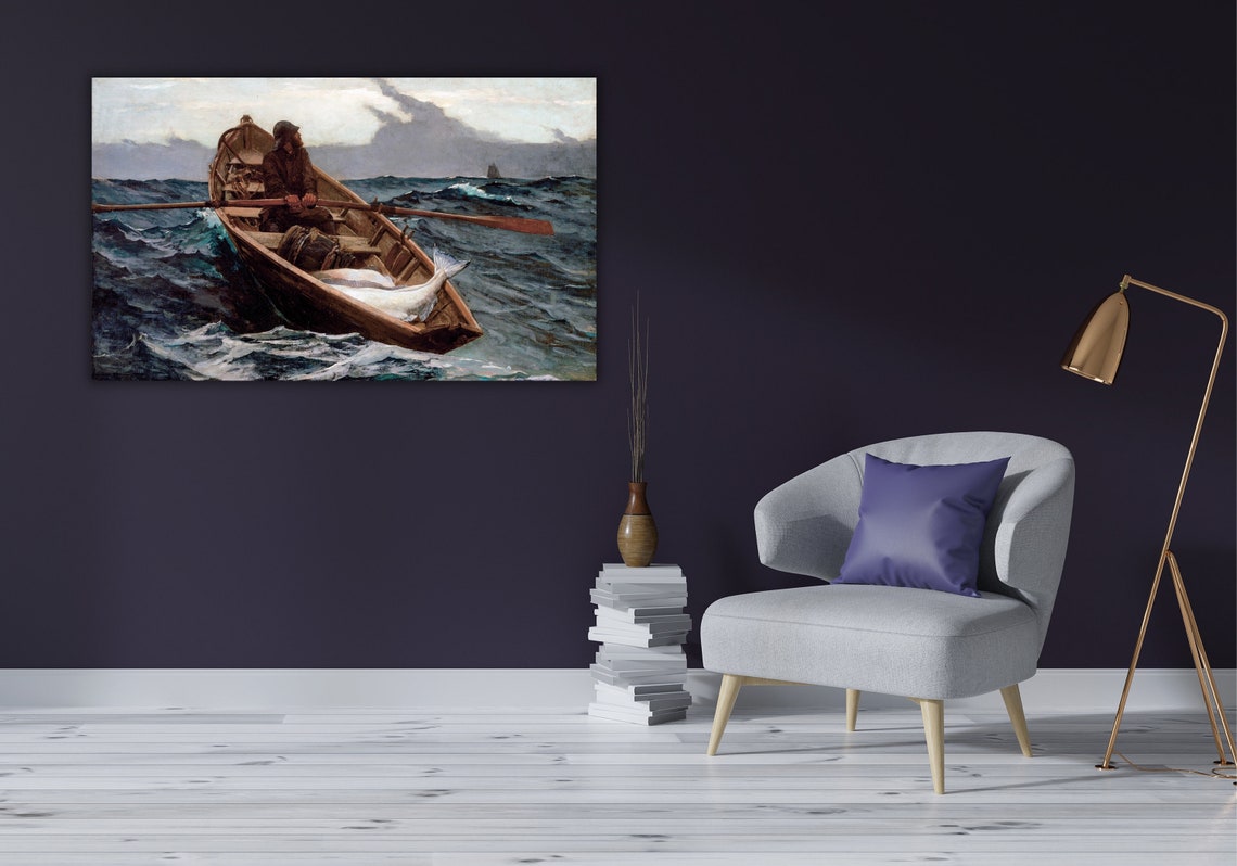 Winslow Homer The Fog Warning Fisherman Rowing Halibut Boat Poster - Image 3