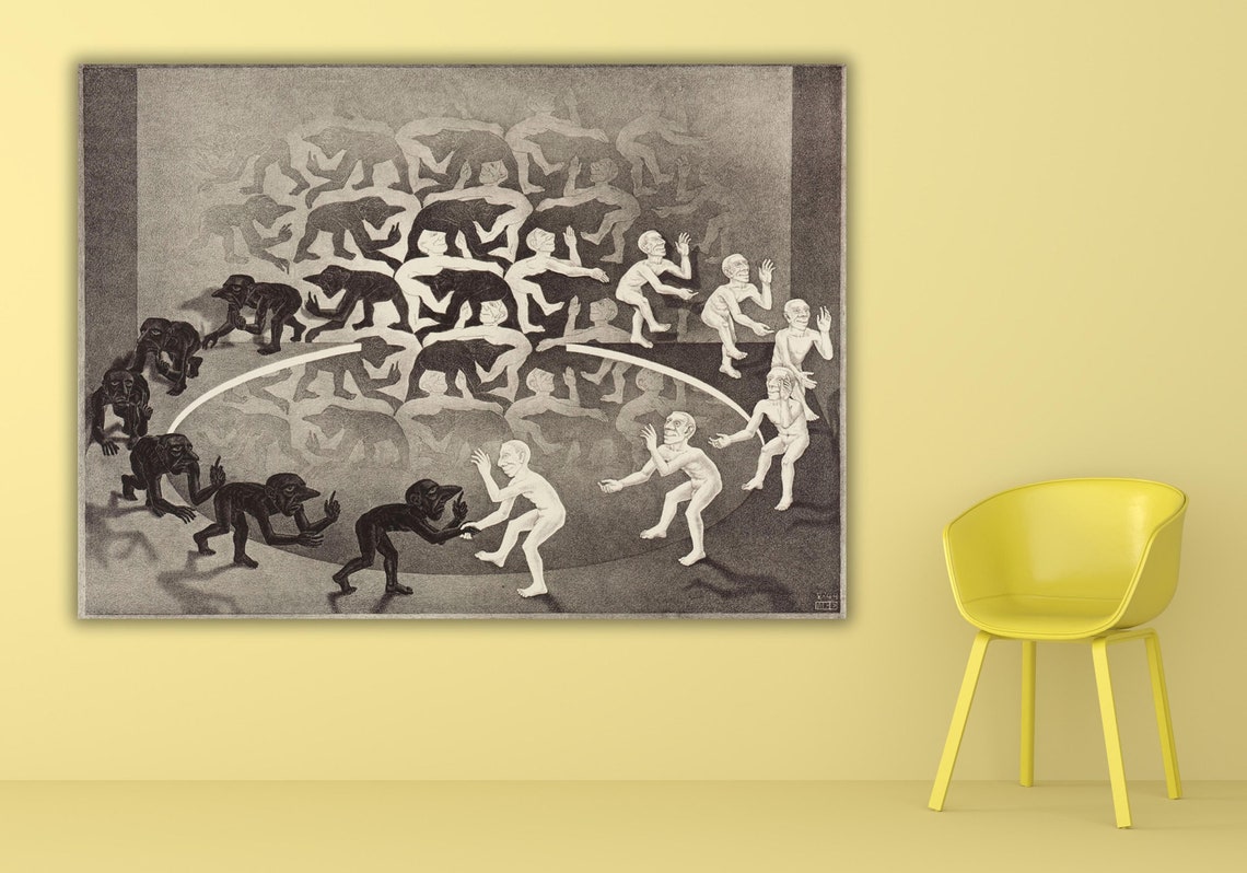 MC Escher Magic Mirror Devils Angels Metamorphosis Lithograph Poster - Image 3