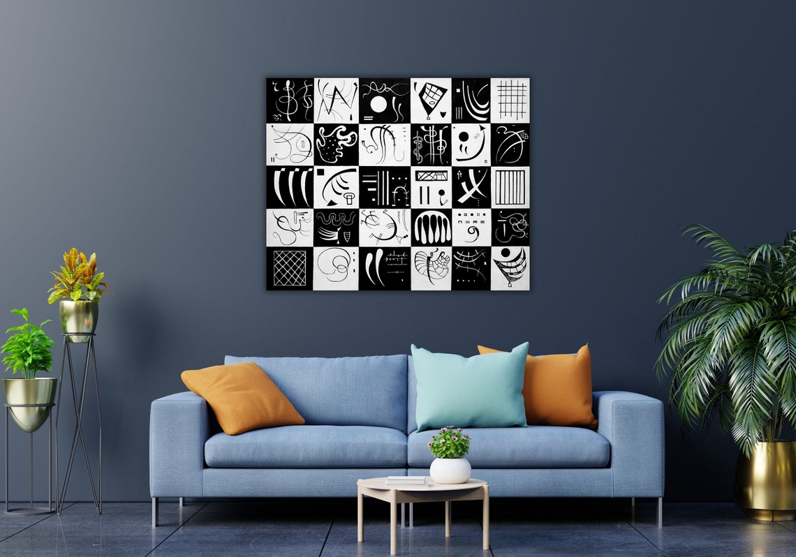 Black and White Abstract Symbol Grid Modern Minimal Art Poster - Image 2