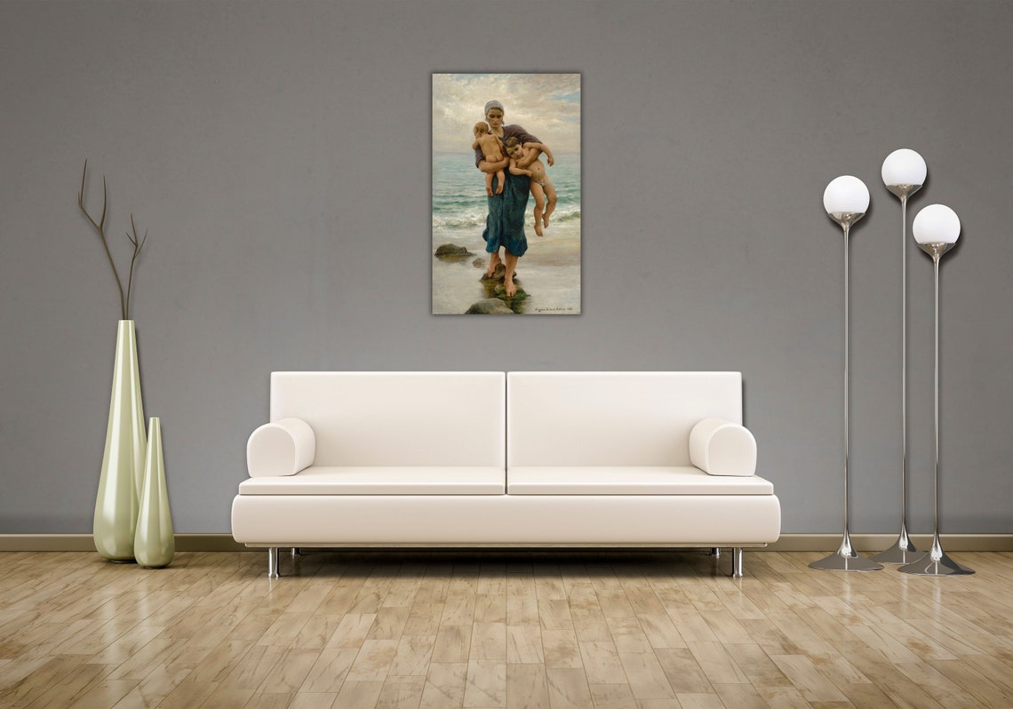 The Fishermans Wife And Her Bathing Children Postercanvas Wall Art Vintage Poster Art Virginie Demont Breton Art Print Reproduction Print - Image 3