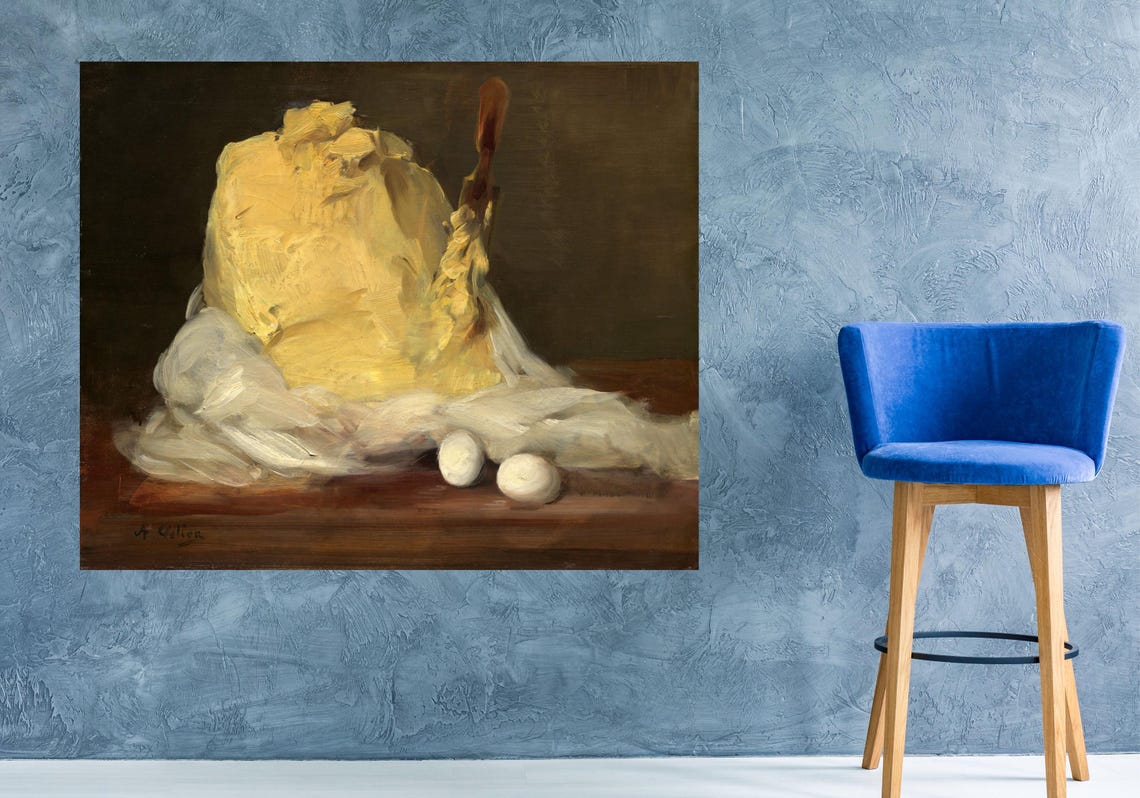 Butter And Eggs Bakery Wall Art Mound Of Butter Painting By Antoine Vollon Vintage Wall Art French Food Still Life Food Poster Art - Image 2