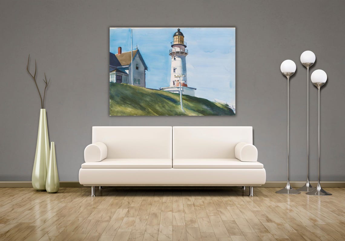 Hopper Lighthouse at Two Lights Coastal Watercolor Art Poster - Image 2