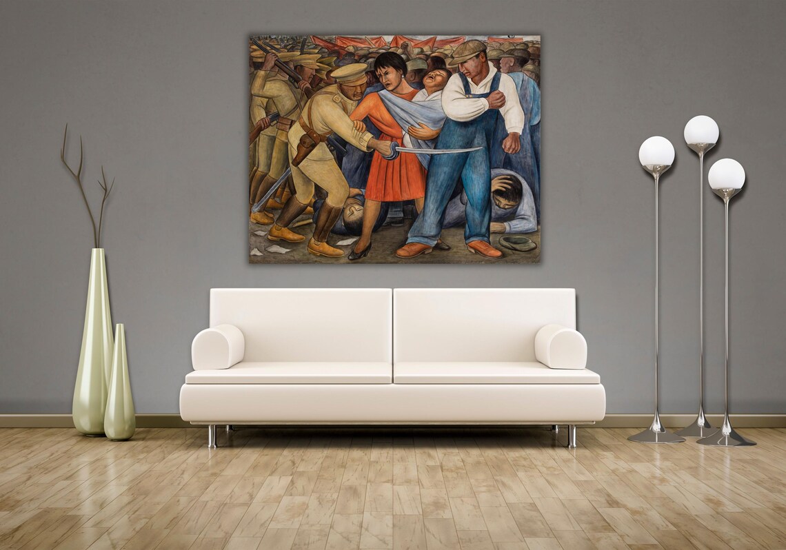 Diego Rivera The Uprising Mexican Revolution Mural Painting Poster - Image 3