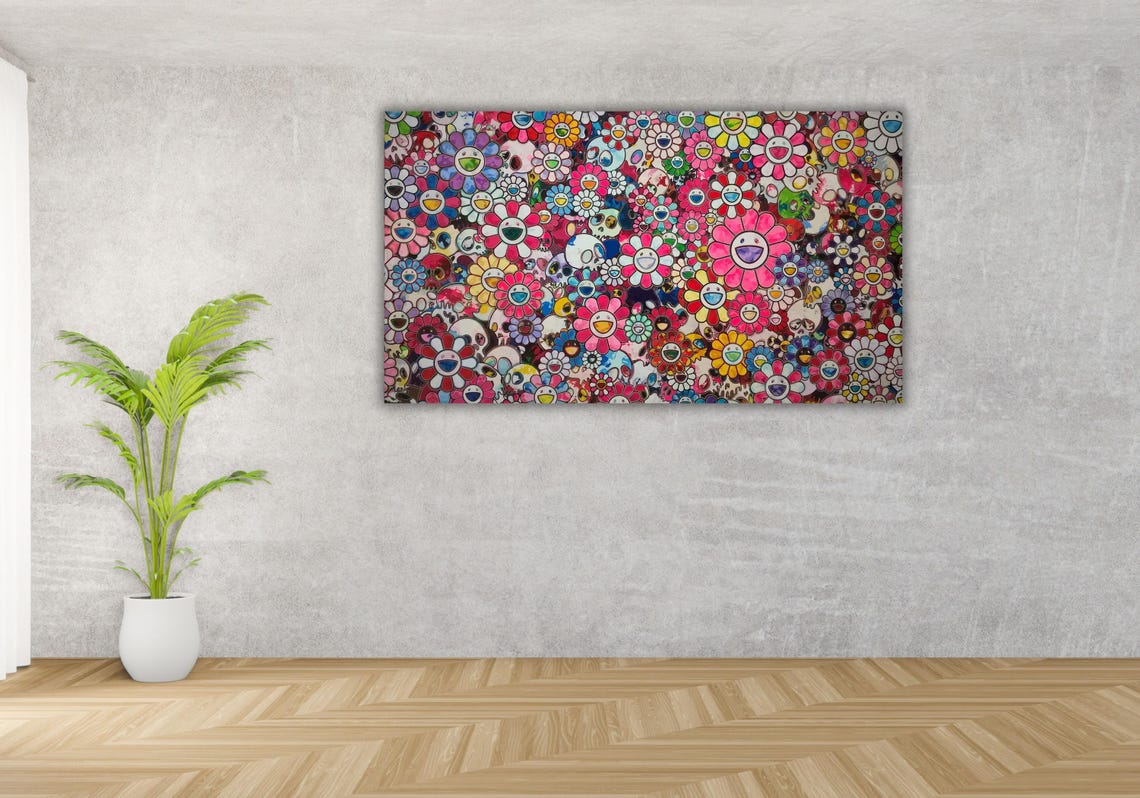 Takashi Murakami Smiling Flower Field Colorful Pop Art Poster - Image 3