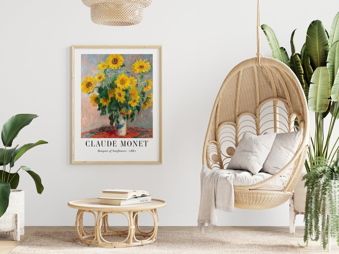 Claude Monet Bouquet of Sunflowers 1881 Bright Yellow Floral Poster - Image 3