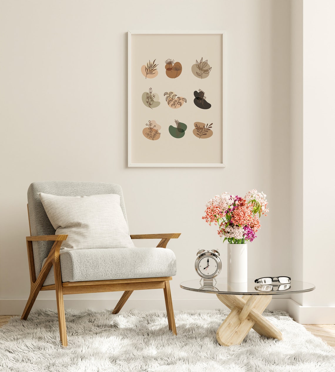 Nine Botanical Leaf Illustrations Beige Minimalist Plant Poster - Image 8