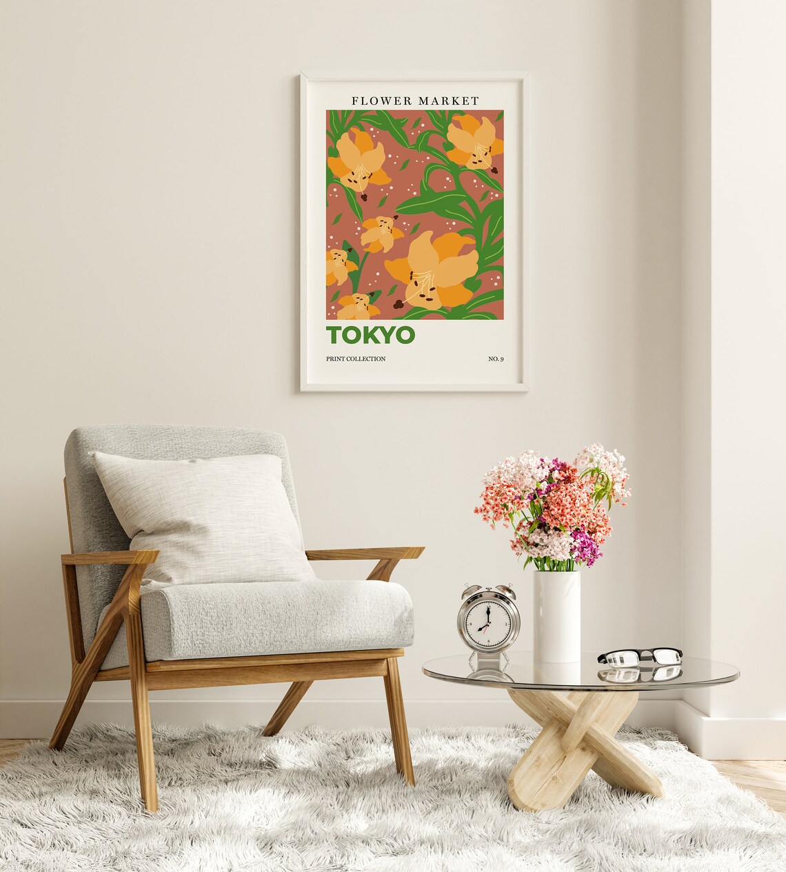 Tokyo Flower Market Yellow Lilies Botanical Retro City Art Poster - Image 6